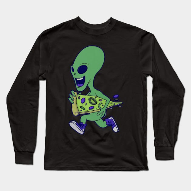 Alien pizza Long Sleeve T-Shirt by Cool-Ero